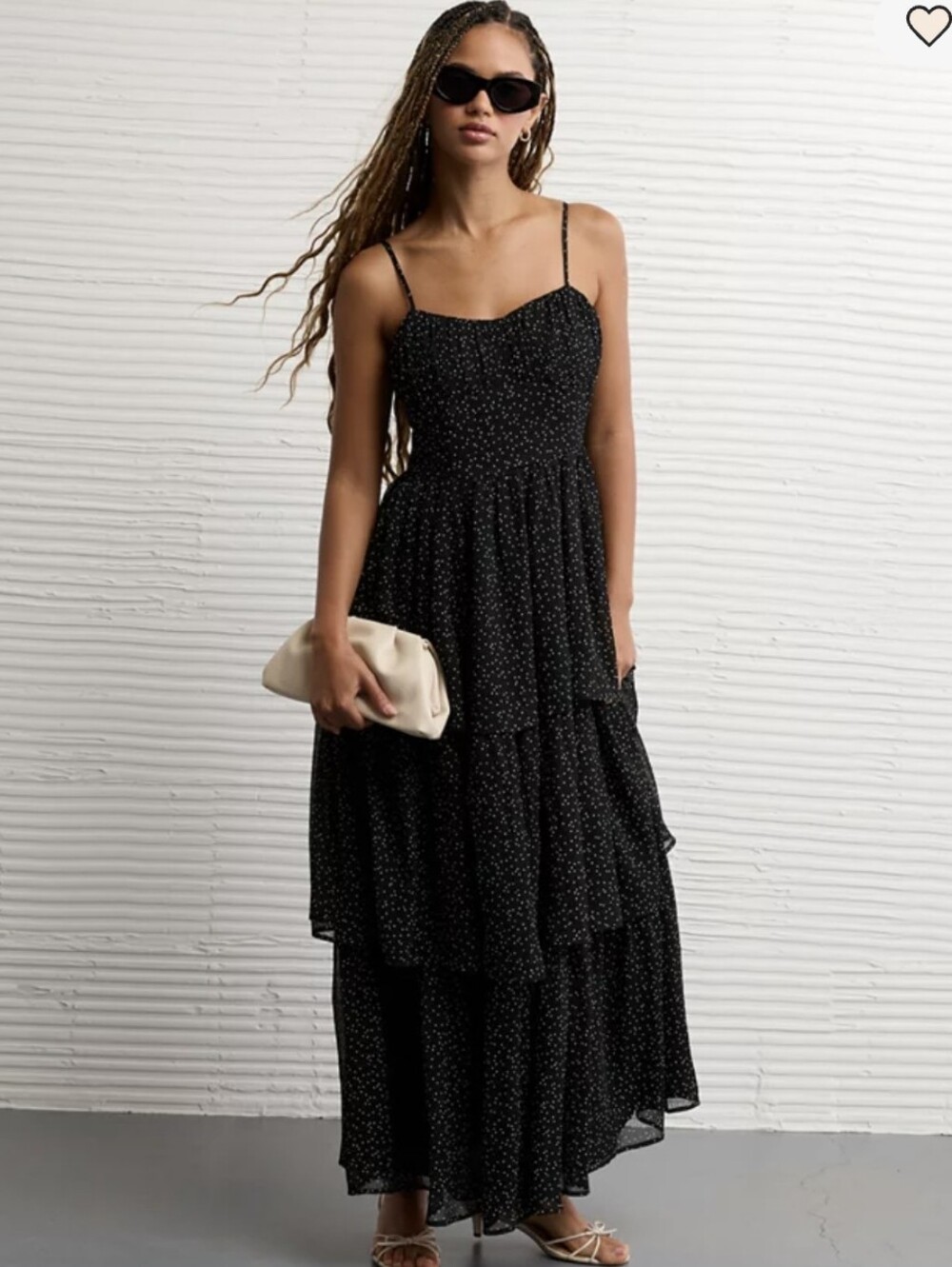 Nwt American Eagle Black Sweetheart Tiered Polka Dot Maxi Dress Size XXL